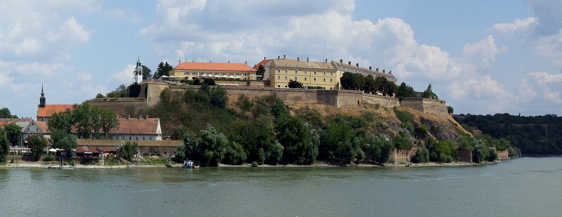 Exit Festival at Petrovaradin Fortress Novi Sad Serbia with crowd and castle walls at night